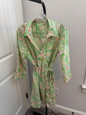 Lilly Pulitzer Pink & Green Paisley Pineapple Linen Tunic Dress